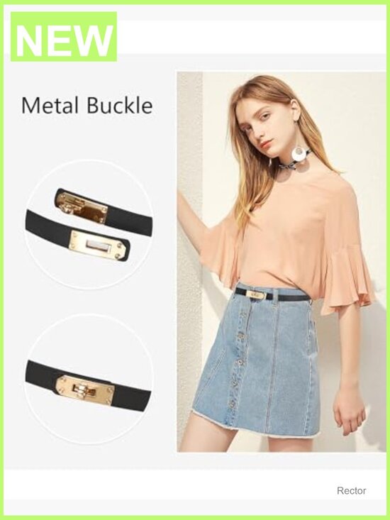 Adjustable Women\'s Skinny Leather Belt with Turn-Lock Buckle